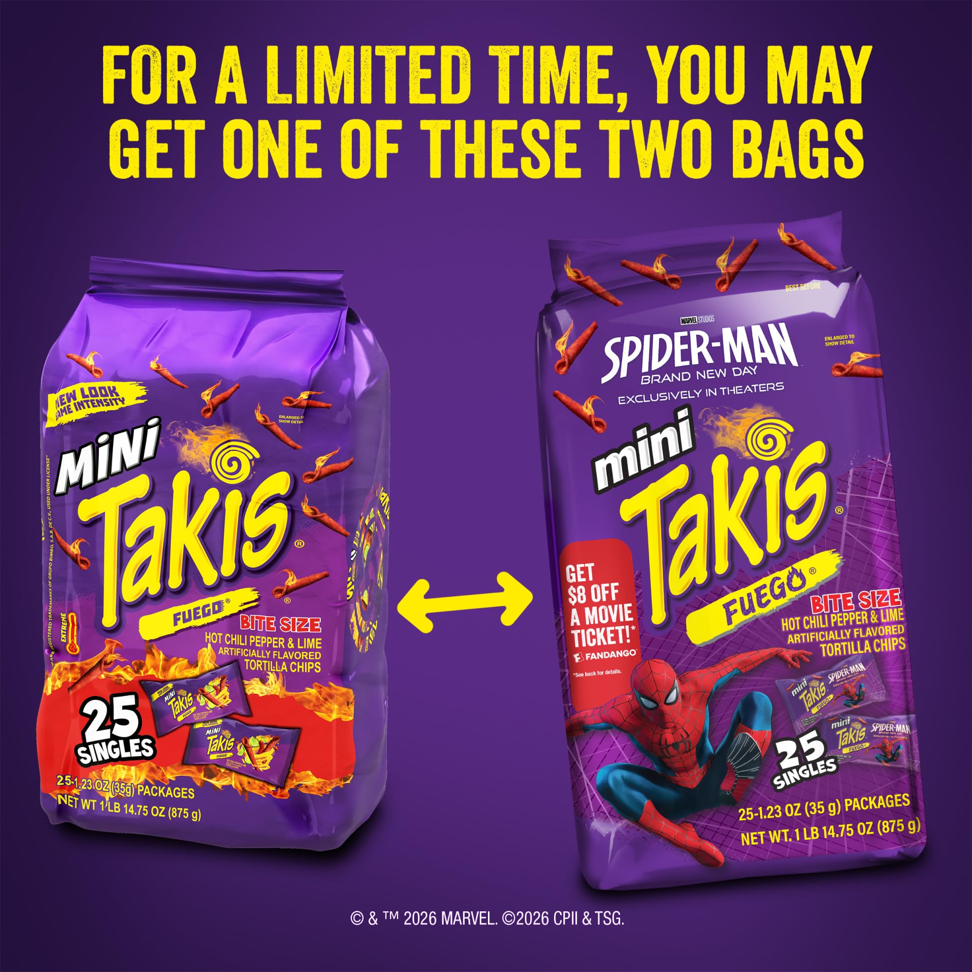 Takis Fuego Mini 25 pc / 1.23 oz Bite Size Multipack, Hot Chili